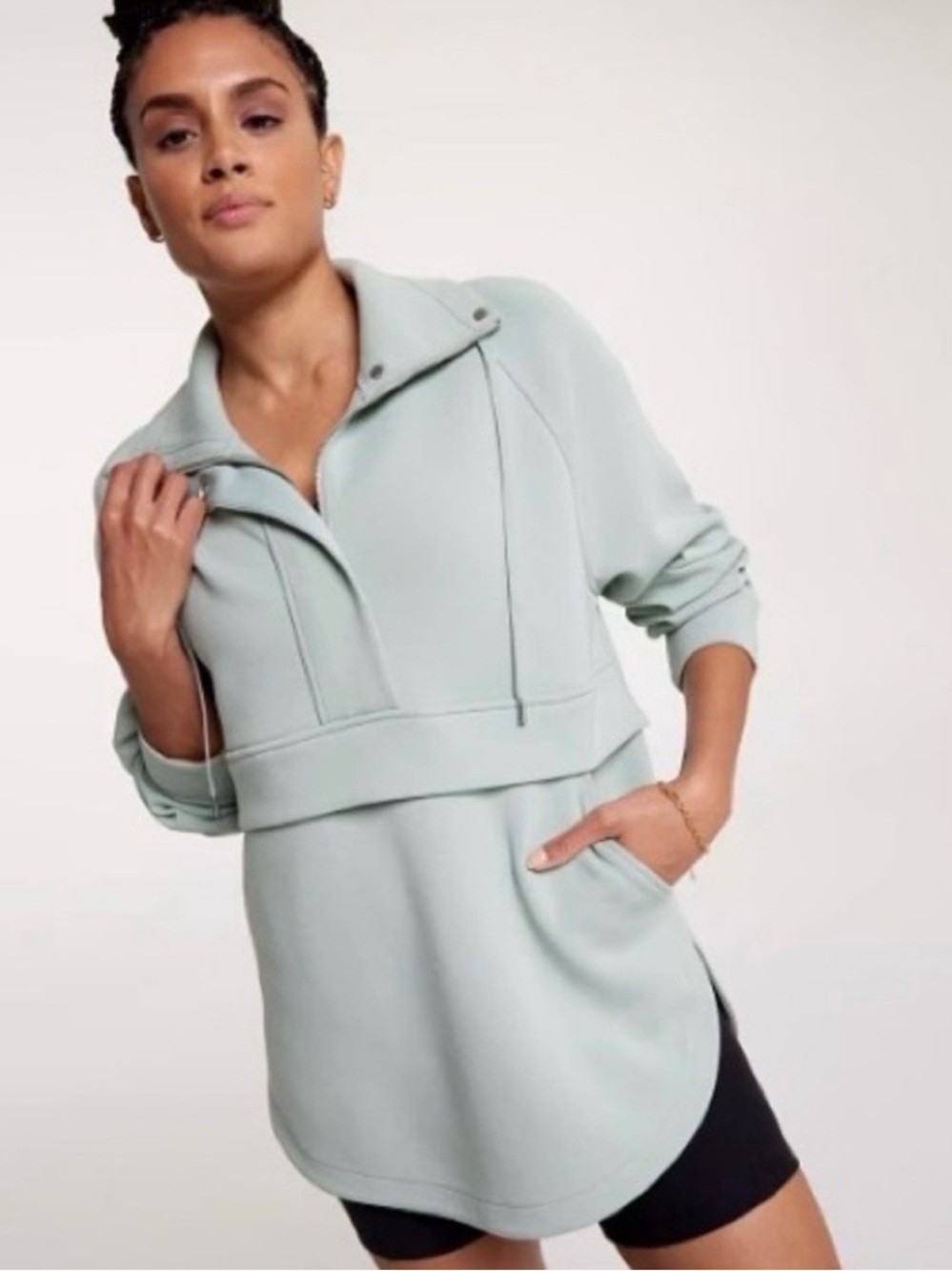 Calia Light Mint Pullover Hoodie Tunic Top - Women